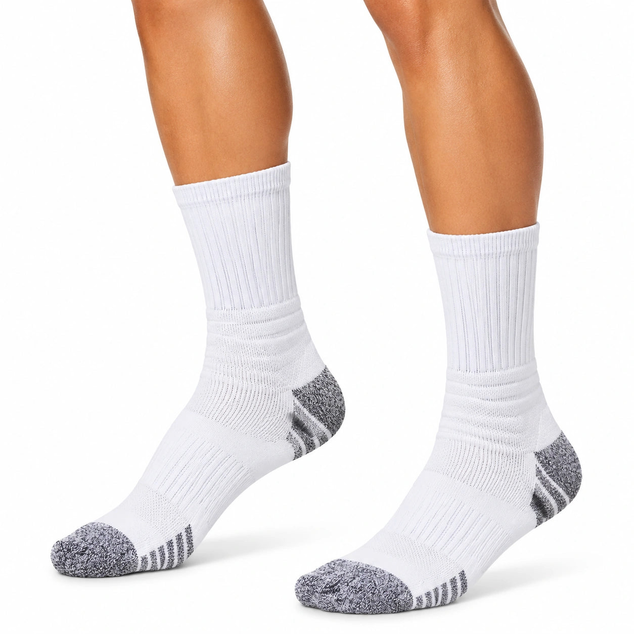 Sportsocken Größe 43-46 aus Textil in Weiß Grau für Training mit geripptem Schaft
