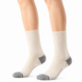 Socken 35-38 aus Textil in Cremegrau mit Rippstrick für Alltag und Sport