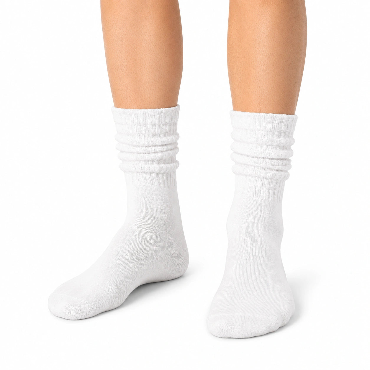Socken 39-42 Weiß aus Textil mit gerafftem Schaft