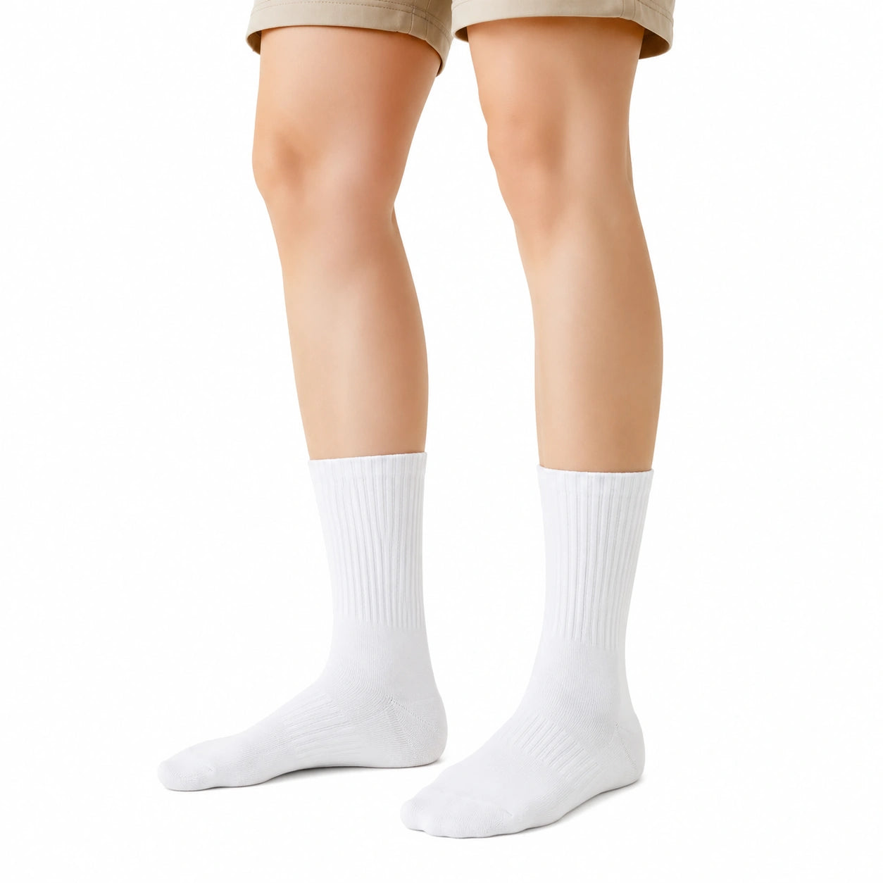 Sportsocken 39-42 Textil Weiß gerippt für Alltag und Sport
