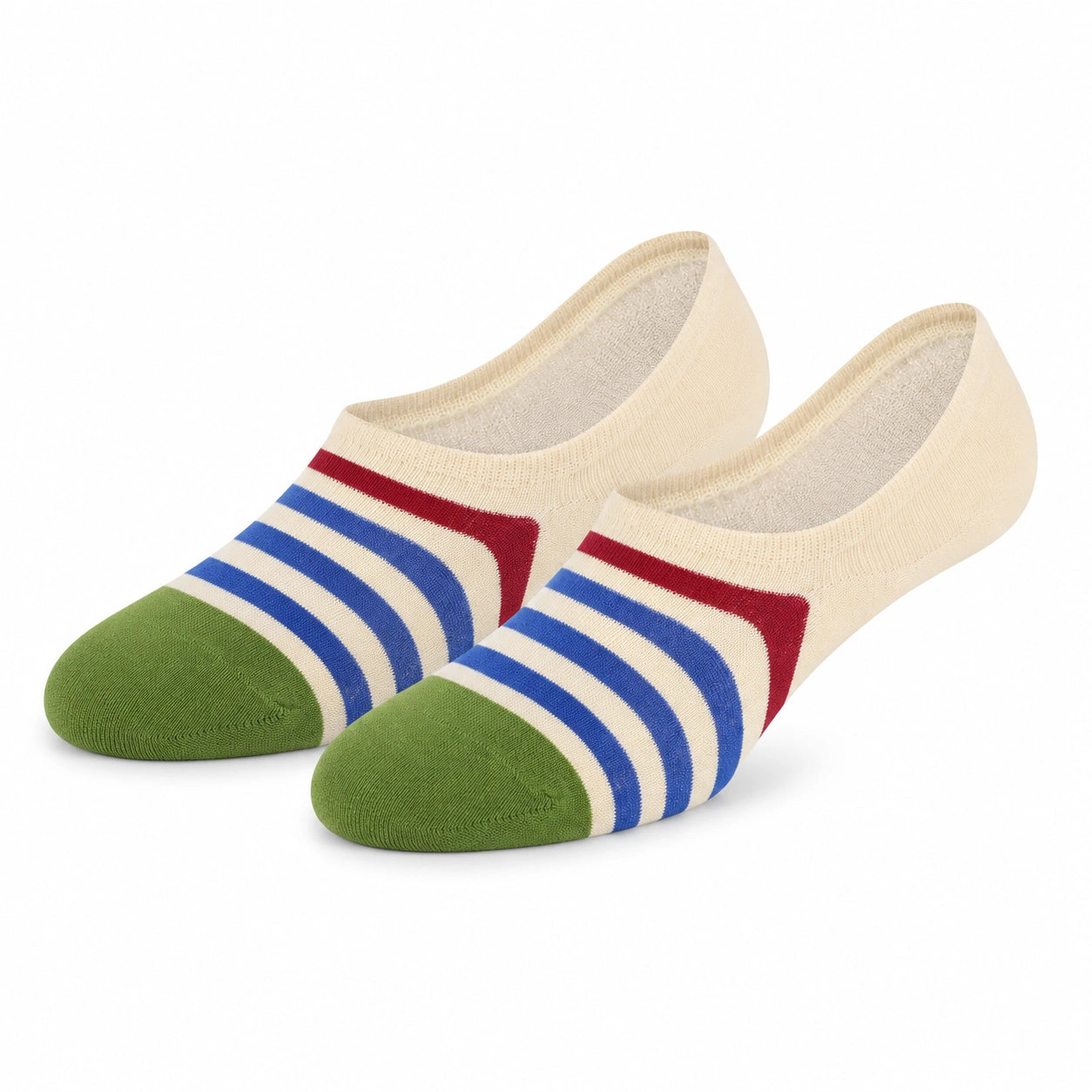 Sneaker Socken Größe 39-42 aus Textil in Creme Blau Grün Rot gestreift