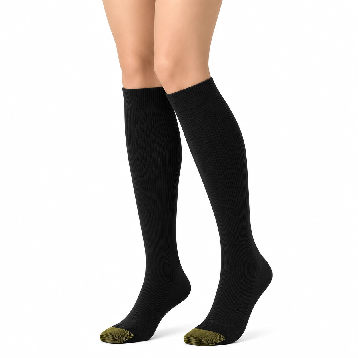 Kniestrümpfe Größe 39-42 aus geripptem Textil in Schwarz Olivgrün für Alltag und Sport