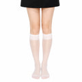 Damen Kniestrümpfe 39-42 aus Polyamid-Elasthan Weiß transparent