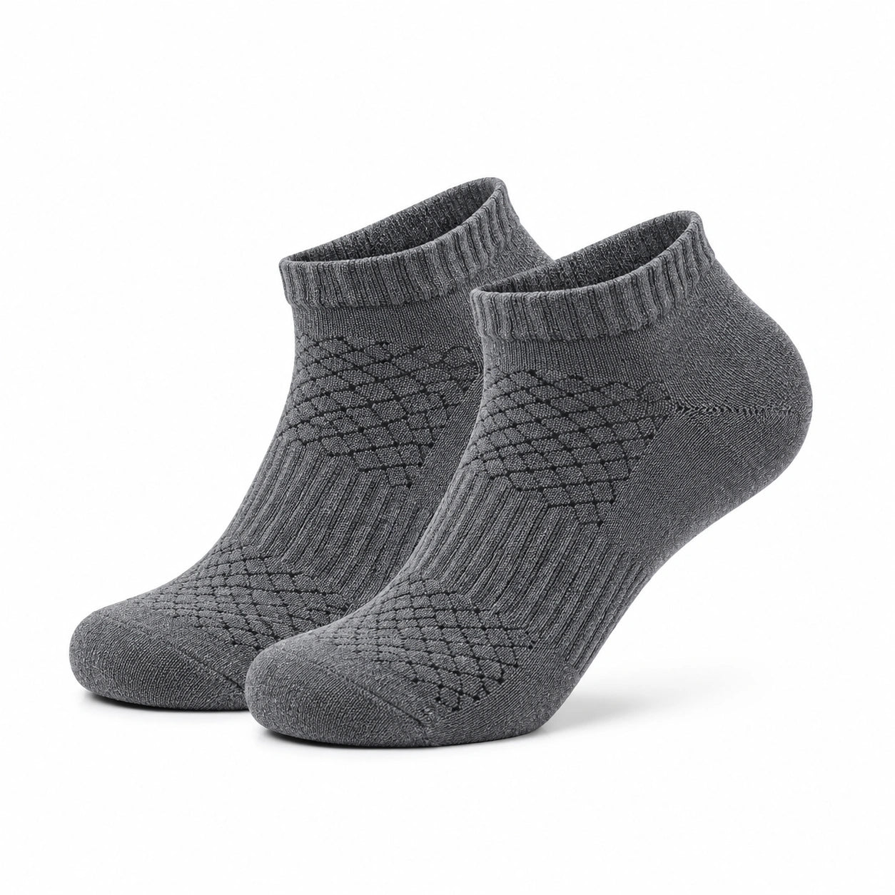 Kurzsocken Größe 43-46 aus Textil Grau mit Rippbund und Strickmuster