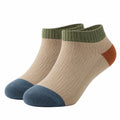 Kurzsocken 35-38 aus Textil Beige Grün Blau Braun mit Rippbund für den Alltag