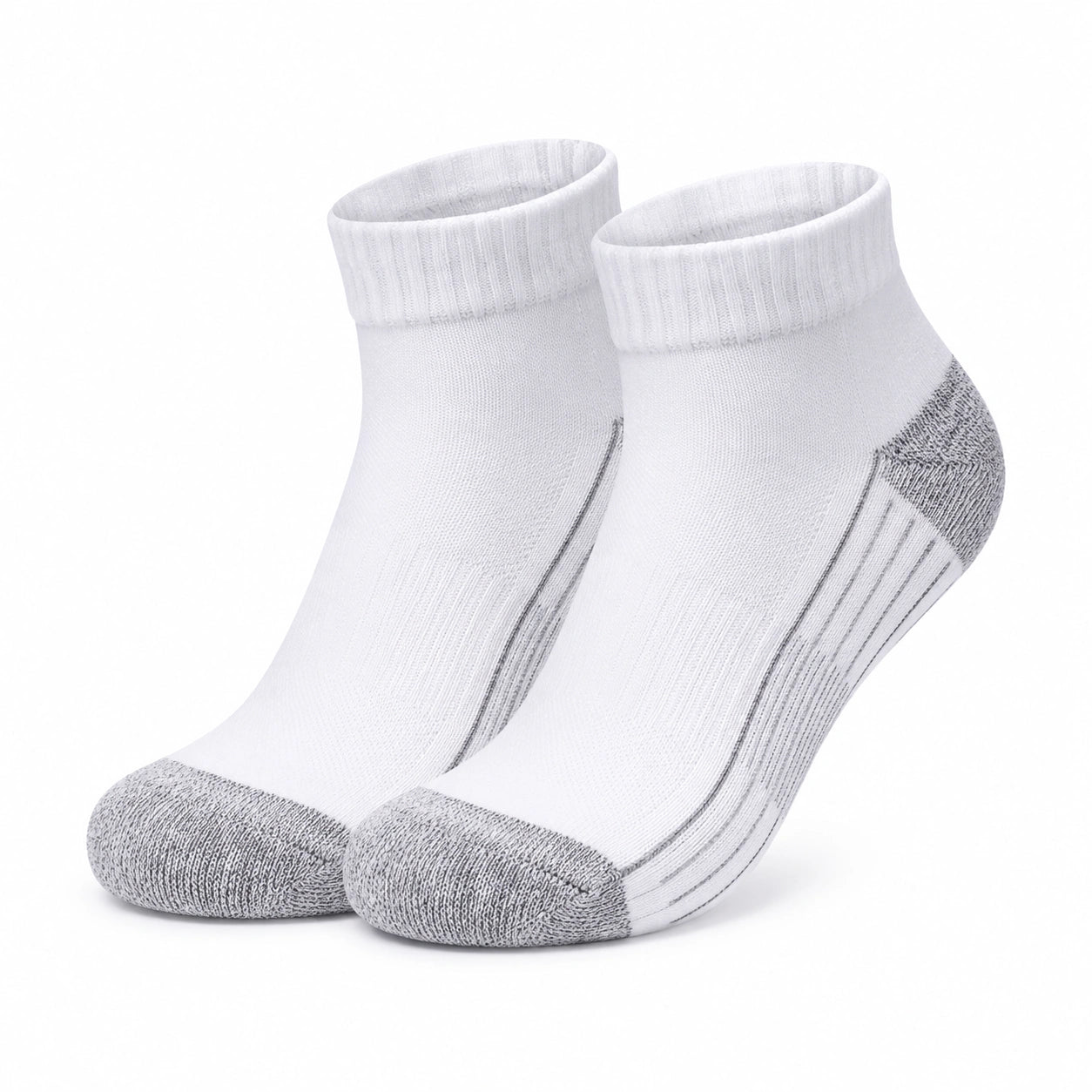 Sportsocken 39-42 aus Textil Weiß Grau mit geripptem Bund