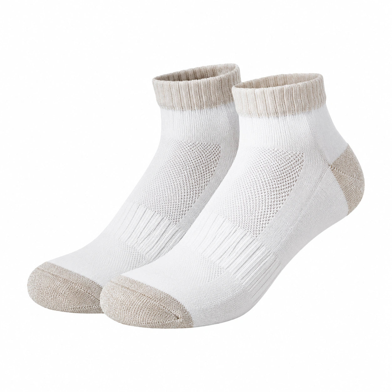 Sneakersocken 39-42 aus Textil Weiß Beige mit Rippbündchen für Alltag