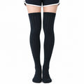 Overknee Socken 39-42 Schwarz gerippt aus Textil für Alltag